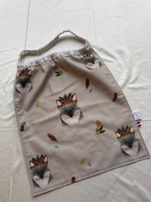 serviette élastiquée enfant, serviette de cantine, motifs renards