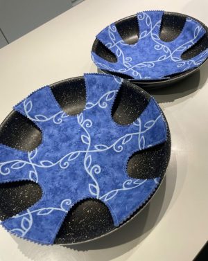 lot protèges poêles, bleus, diamètre 32 et 28 cm